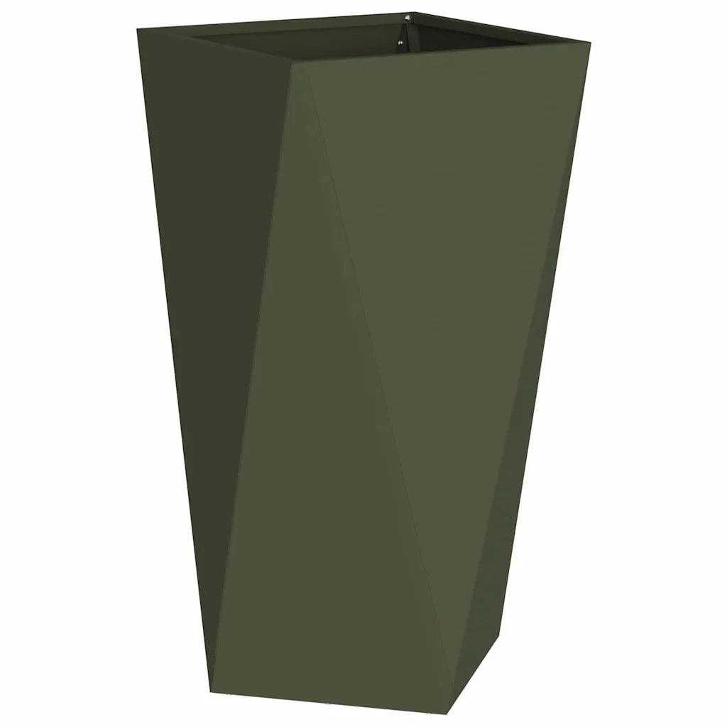 Fioriera | Cassetta per fiori | Vaso Verde oliva 40 x 40 x 75 cm Acciaio