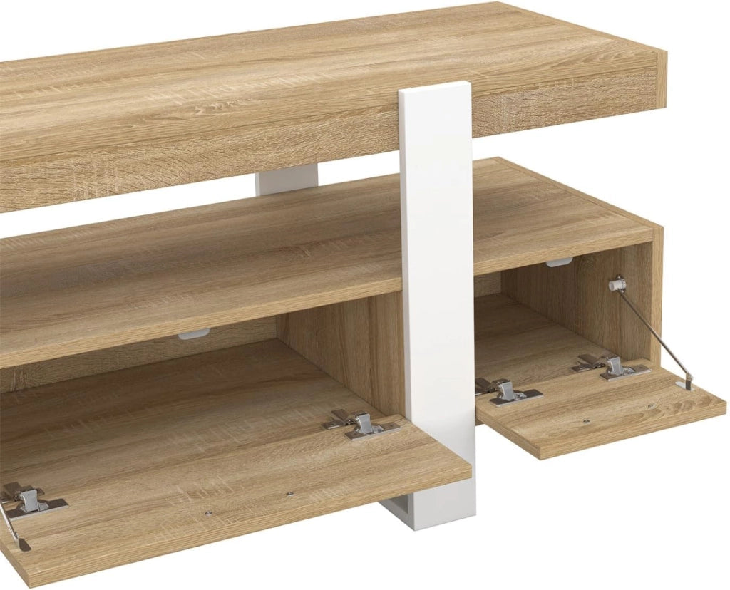 Porta TV PHOENIX da 116 cm con cassetti in legno e bianco