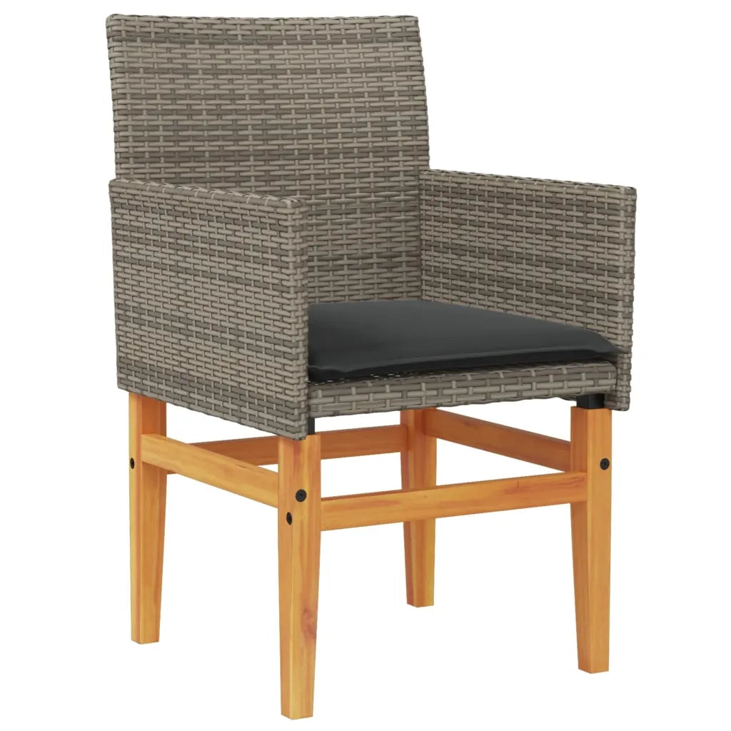Sedie Giardino con Cuscini 2pz Grigie Polyrattan Legno Massello 368715