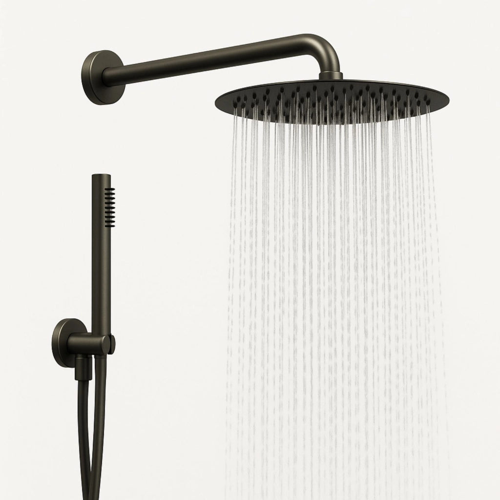 Set per doccia soffione tondo in acciaio inox 250 millimetri canna di fucile *** finitura- canna di fucile, confezione 1
