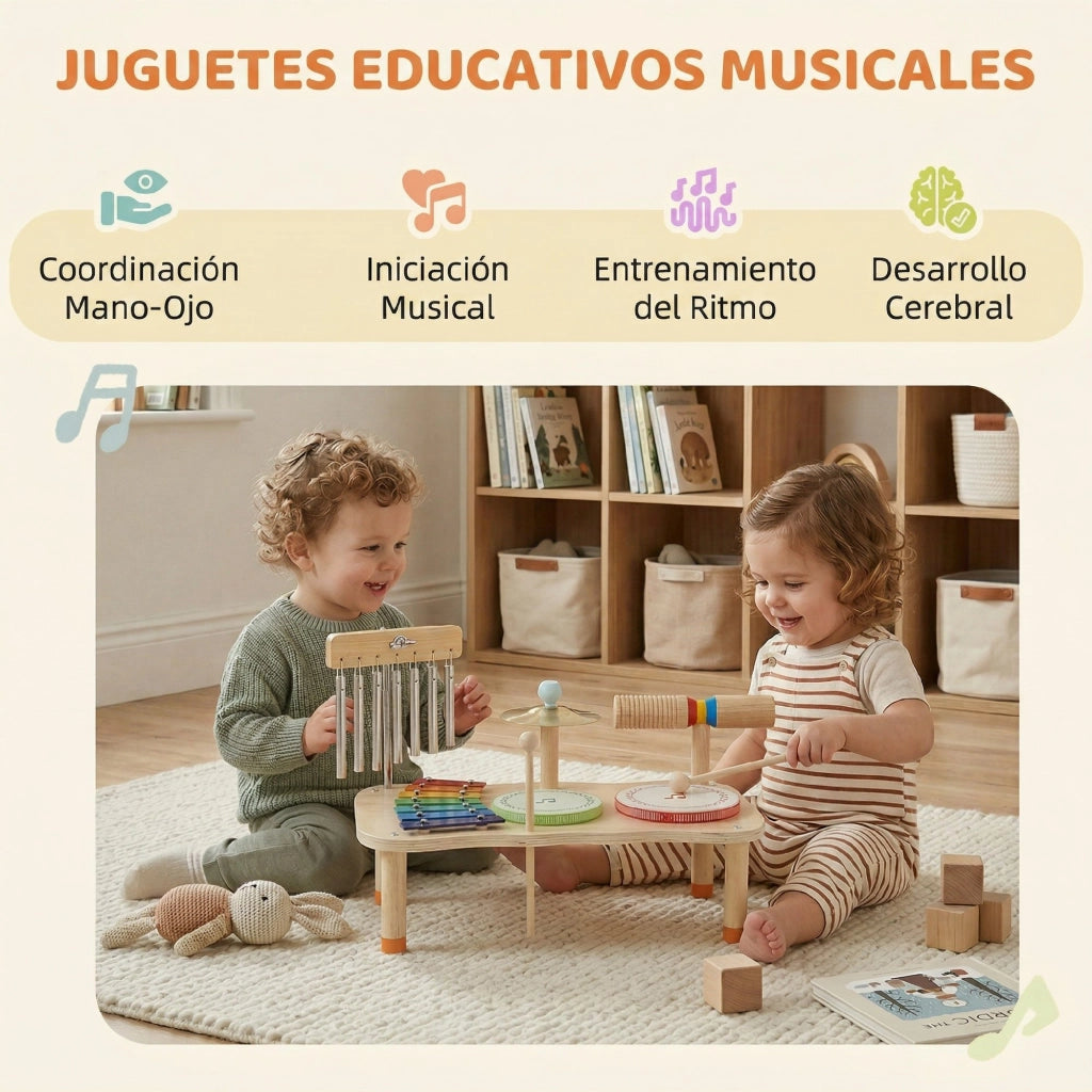 Strumenti Musicali Bambini in Legno Montessori ¨C zephmum ¨C con Xilofono Tamburello e Campanelli