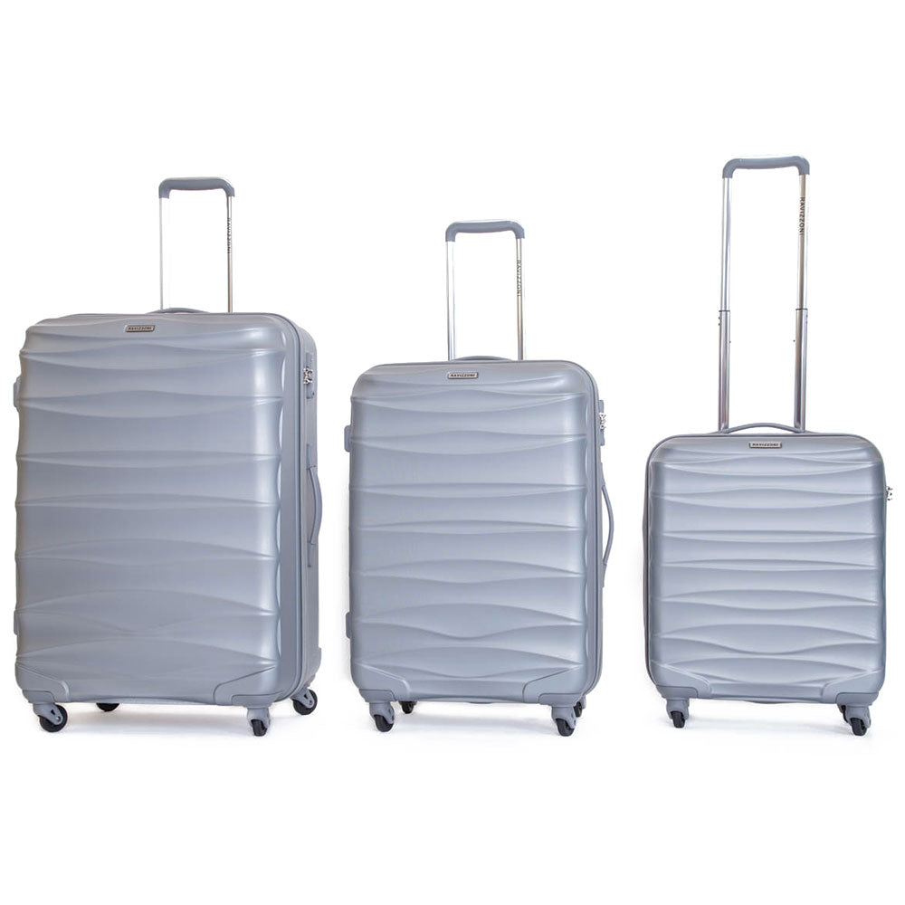 Set 3 Valigie Trolley Rigide in ABS 4 Ruote TSA Ravizzoni Infinity Silver