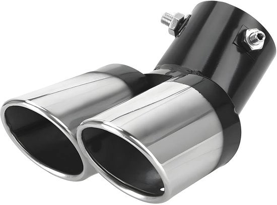 Filtro di Scarico in Acciaio Inossidabile - Silenziatore Universale per Filtro di Scarico - Doppio Filtro di Scarico - Nero - 12,5 x 16,5 cm - 320 gram - Filtro di Scarico