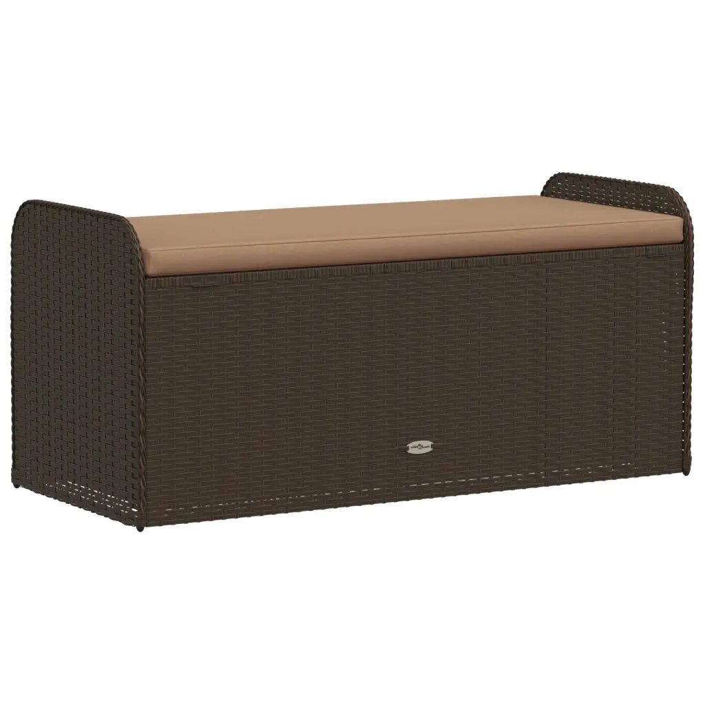 Cassapanca con Cuscino Marrone 115x51x52 cm in Polyrattan