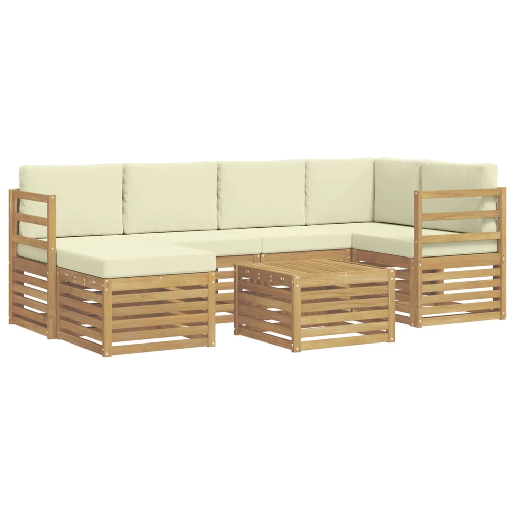 Set di divani da esterno 7 pcs Bianco e Crema Poliestere 3392135