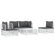 Mobili da giardino mobili da esterno set di mobili con cuscini 5 pezzi acciaio bianco 02_0018300