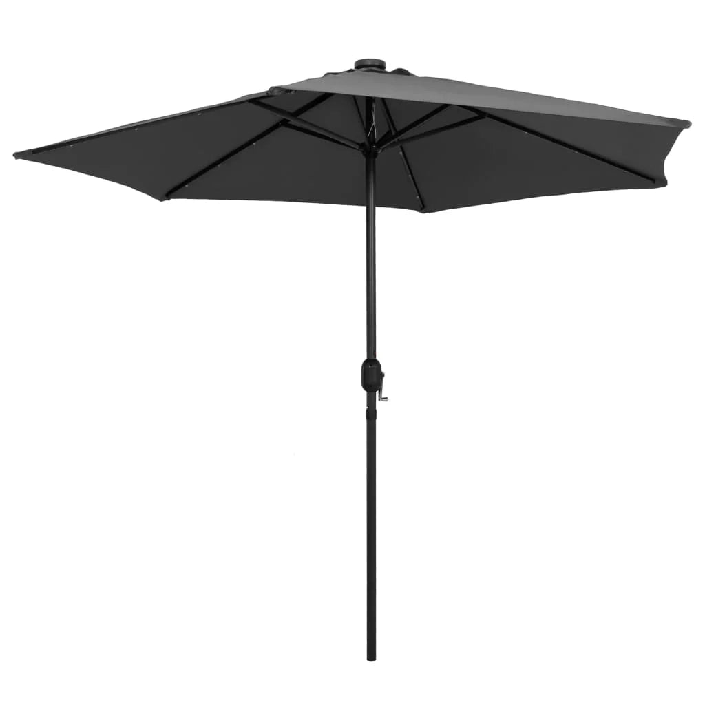 Ombrellone con LED e palo in alluminio 270 cm antracite 02_0008074