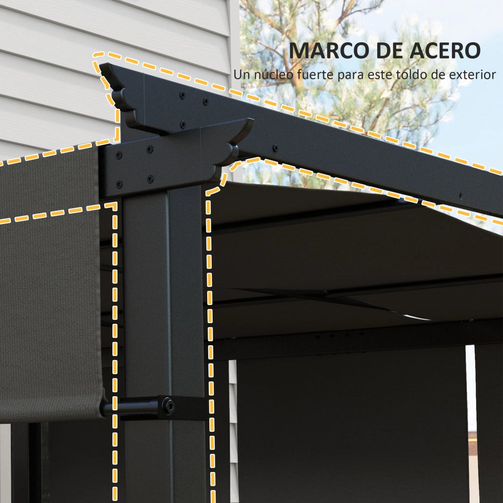 Cenador da Giardino 3x3 m ¨C zephmum ¨C Grigio Scuro Acciaio