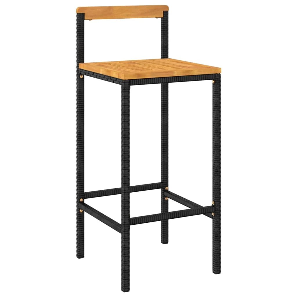 Set da bar da giardino 3 pezzi mobili da esterno per patio polyrattan nero/legno massello di acacia 02_0013478