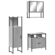 Set Mobili da Bagno | Armadio da bagno 3 pz Grigio Sonoma in Legno Multistrato
