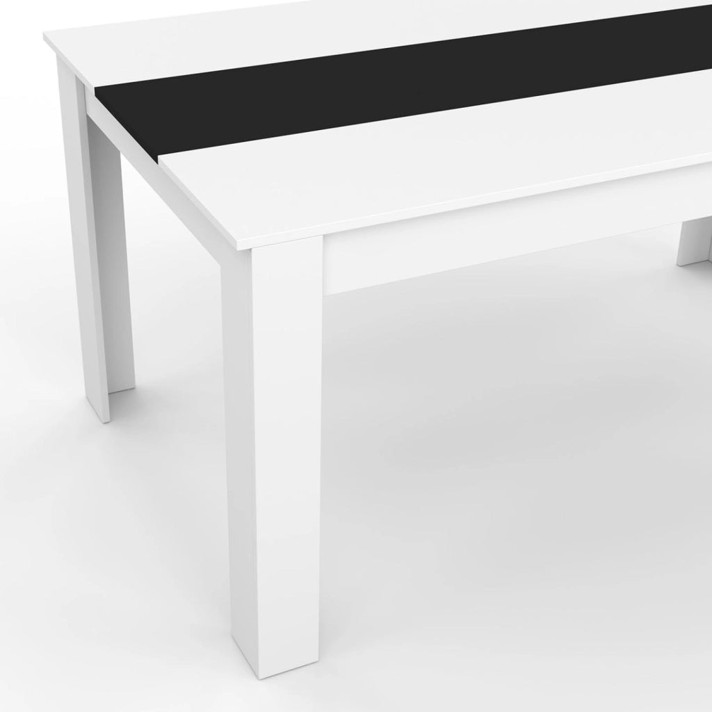 GEORGIA Tavolo da pranzo rettangolare bianco e nero per 6 persone 140 x 80 cm