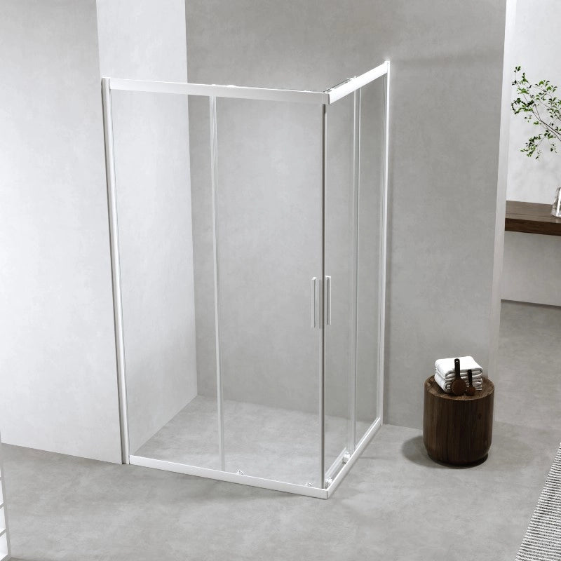 Box Doccia 80x90 Cm h190 Scorrevole Profili Bianco Opaco Vetro 6 mm Trasparente| Neat