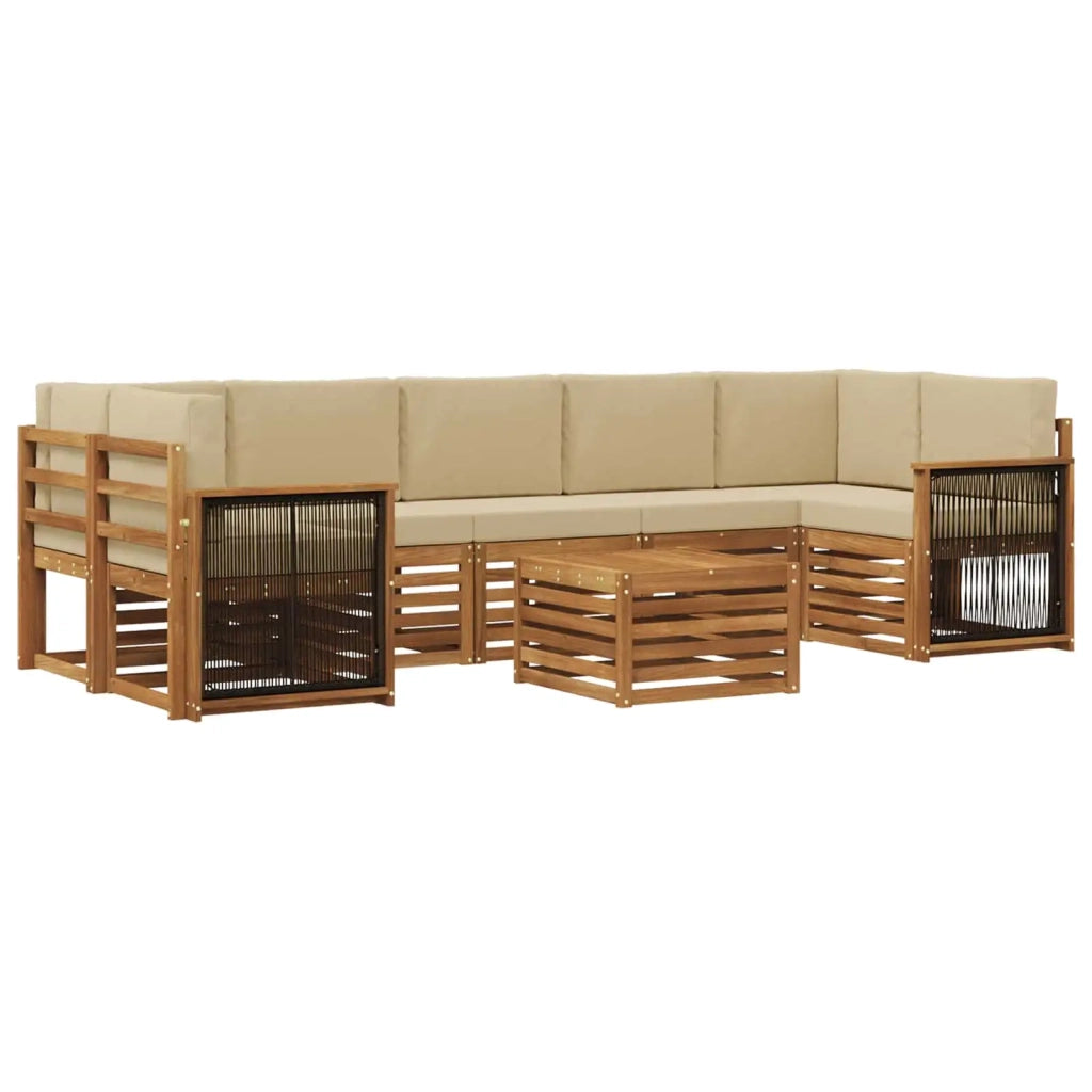 Set di divani da esterno 8 pz Naturale e Beige 3384144
