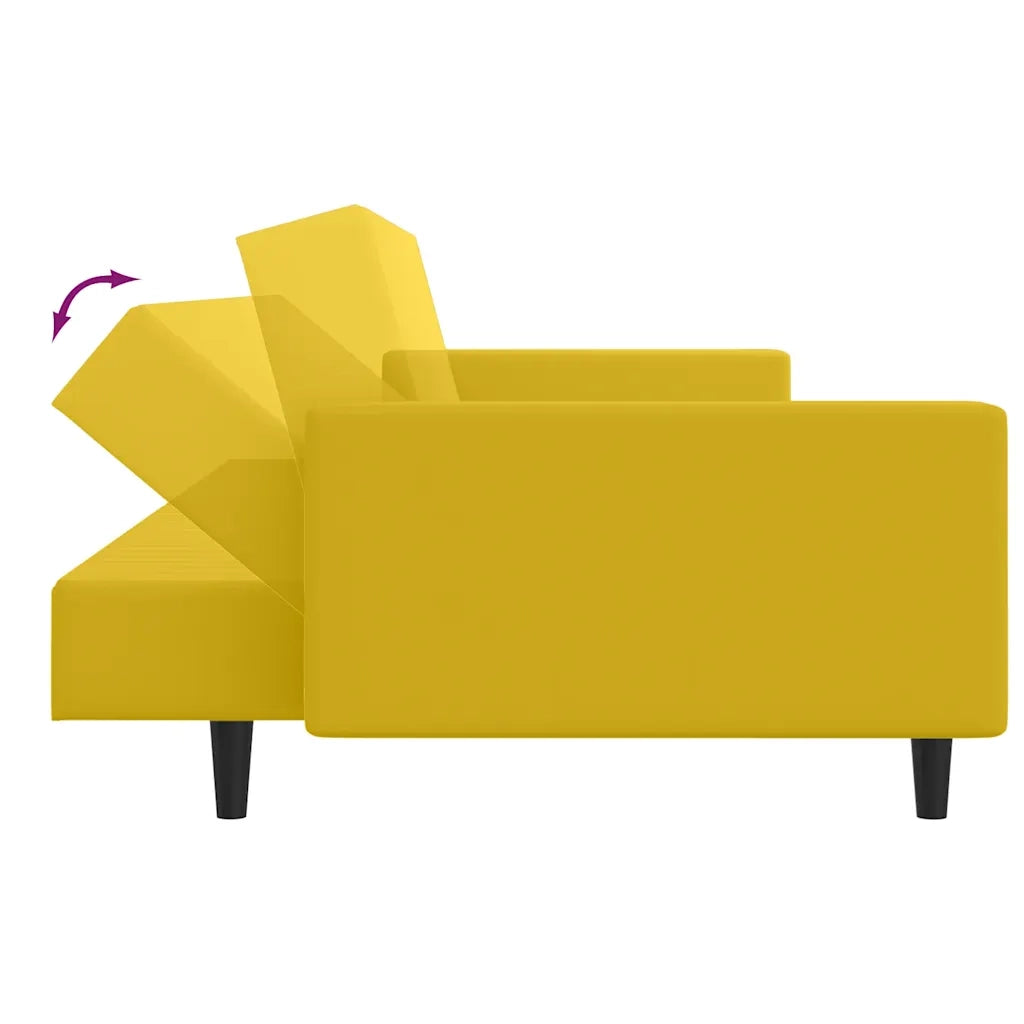 Divano Letto a 2 Posti Giallo in Velluto 375944