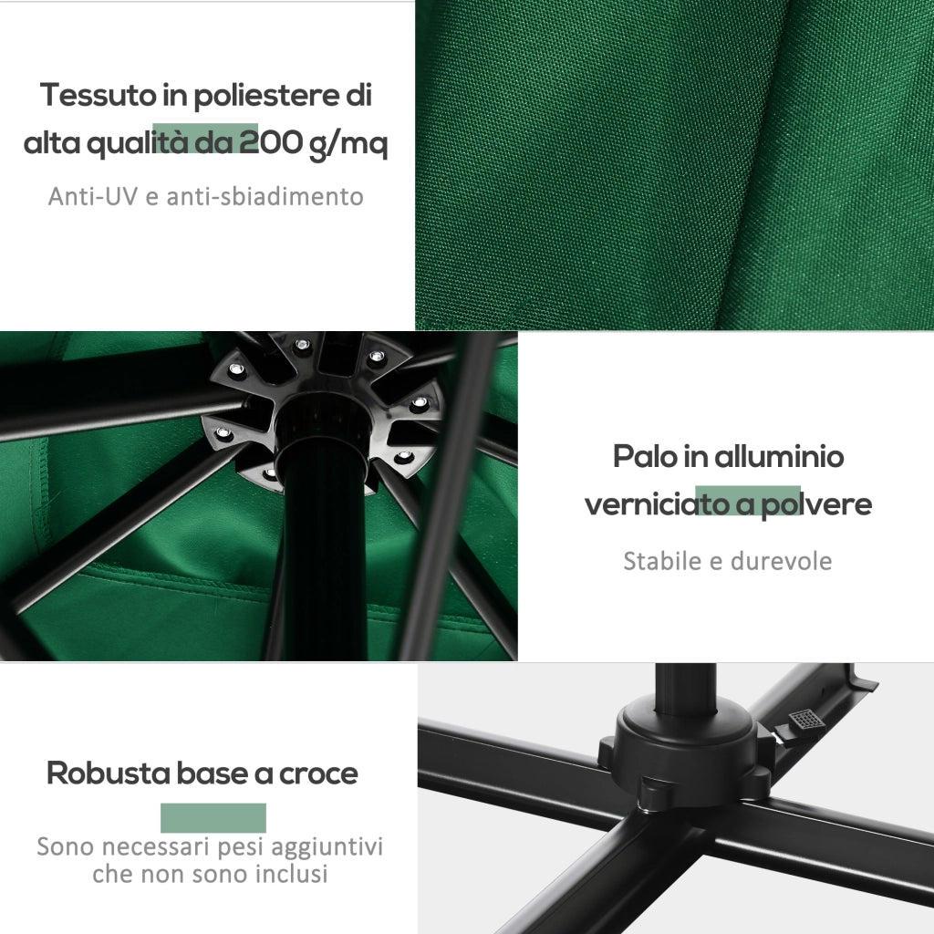 Ombrellone da Giardino 2.5x2.5 m con Rotazione 360¡ã ¨C Zephmum ¨C Verde