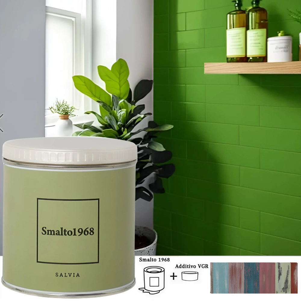 Smalto1968 base acqua vgr piastrelle ceramiche supporti difficili l 0.5 *** colore- salvia, confezione 1