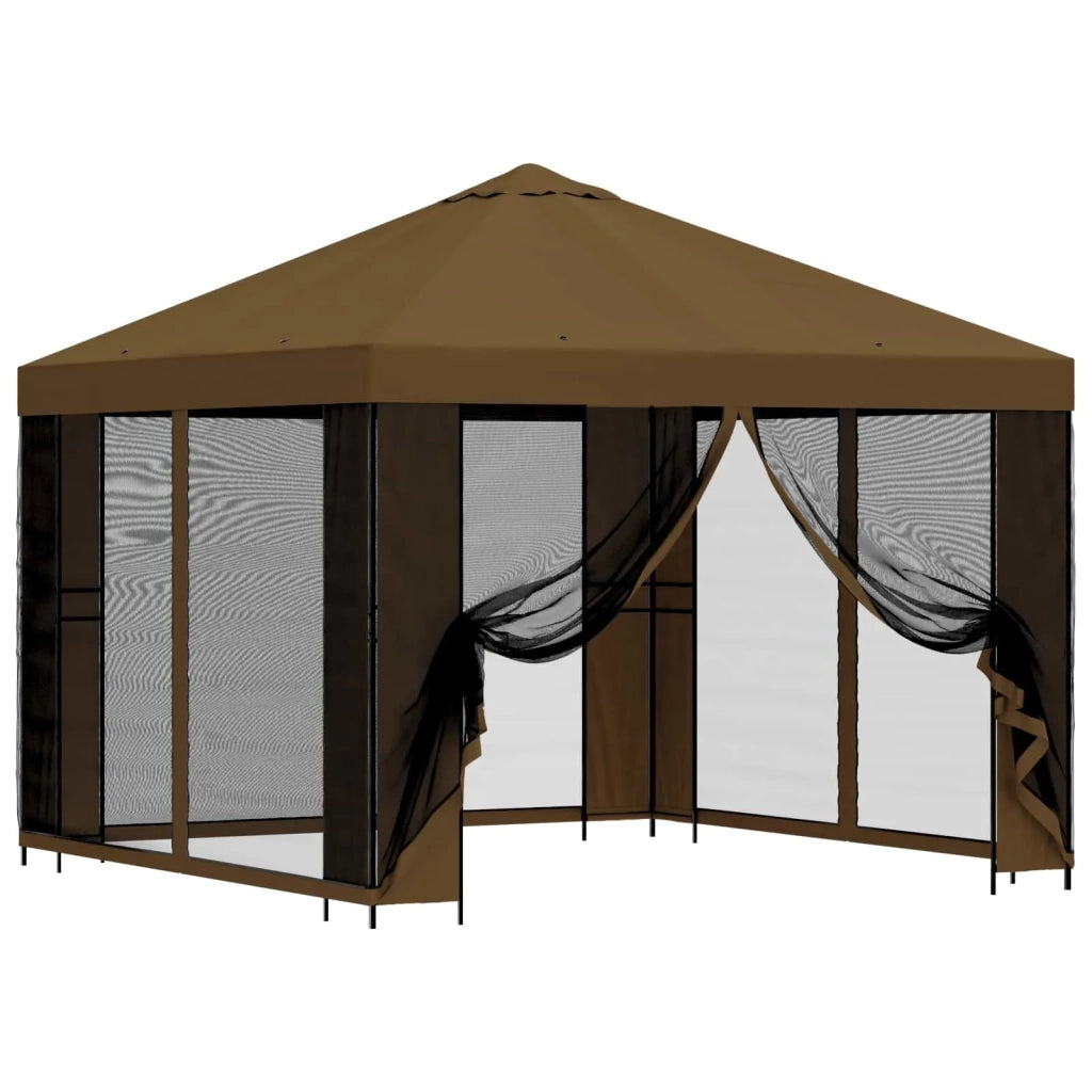 Gazebo da giardino con pareti laterali 3 x 3 m Tortora 900366