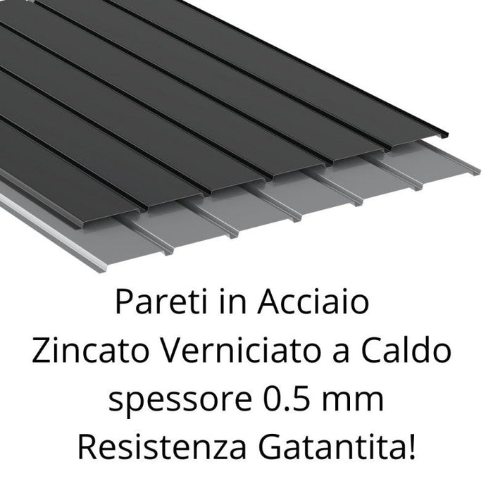 Casetta Box da Giardino 249,1x209,3x231,3 cm in Acciaio Zincato Grigio