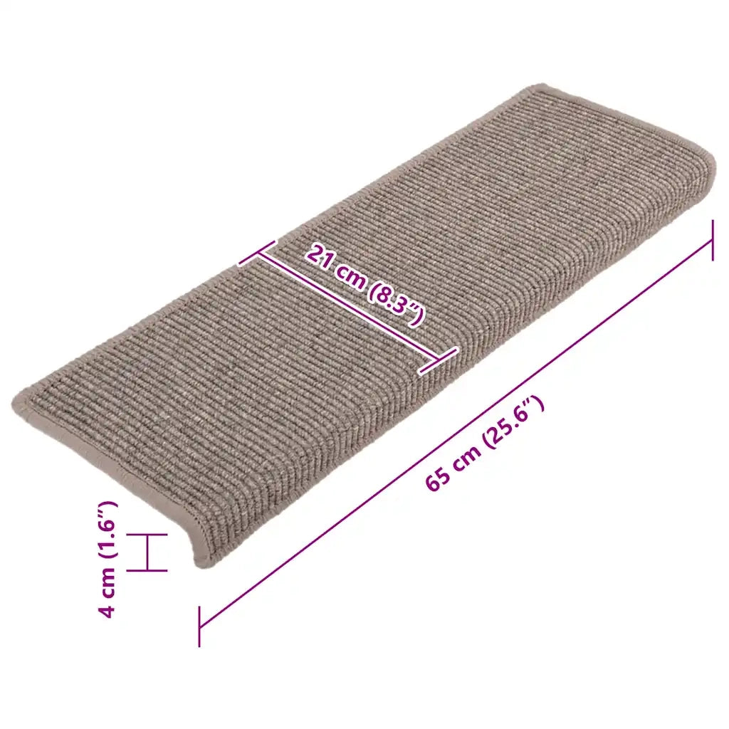 Tappetini per scale 15 pz 65x21x4 cm Beige scuro con bordo rettangolare 326908