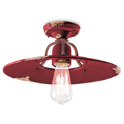 Plafoniera Vintage Country Ferro E Ceramica Bordeaux 1 Luce E27