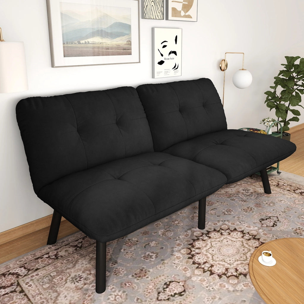 DIVANO LETTO pieghevole 87 x 58 x 25 cm Nero in velluto
