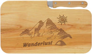 Tavolo da bar in legno con incisione "Wanderlust" & misura | 26 x 15 cm | Tavolo da colazione, tavolo da lavoro in legno, tavolo da bar | Regalo per il padre per gli appassionati di escursionismo e montagna
