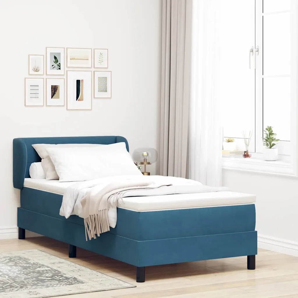 Letto a molle con testiera Blu scuro 100 x 200 cm Velluto 3340380