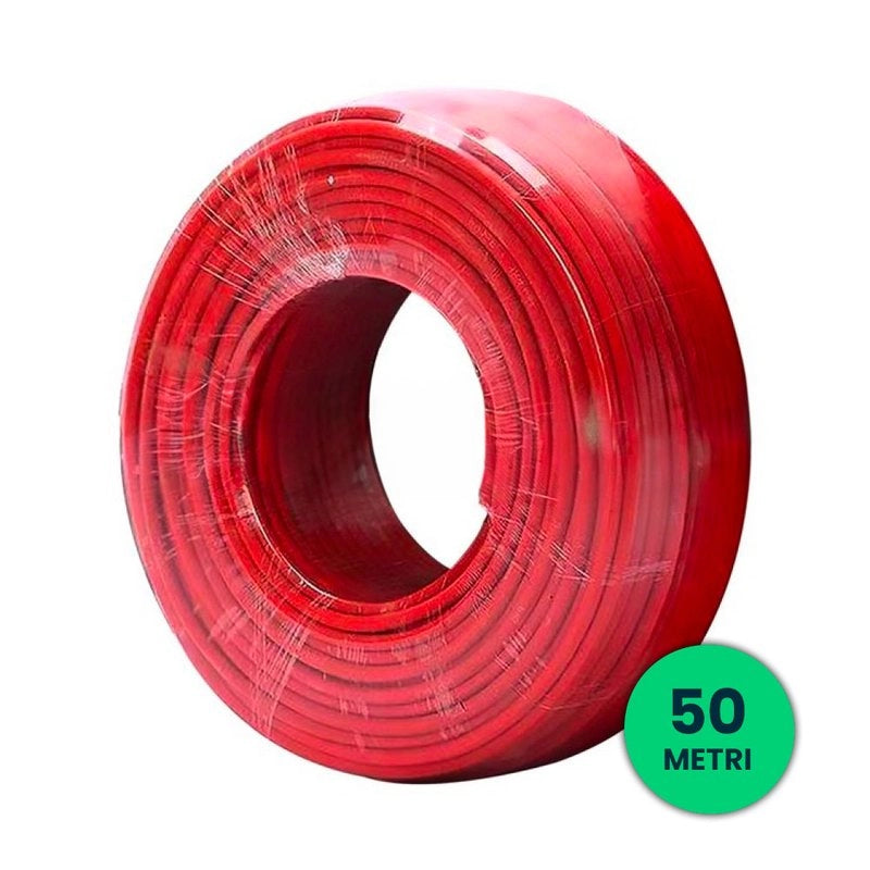 Cavo Solare Fotovoltaico 4 mmq Unipolare Colore Rosso per Collegamento Professionale Pannelli Solari Fotovoltaici (Bobina 50 Metri) SKU-11821