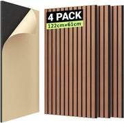 Pannelli acustici in legno autoadesivi 2.976m² - 4 pezzi da 122 x 61 x 2.1 cm, pannelli acustici Slat Wall per isolamento acustico, pannello acustico per ufficio e abitazione, arancione