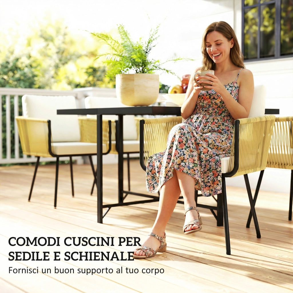 Set Giardino 5 Pezzi Tavolo Legno Plastica ¨C zephmum ¨C Grigio