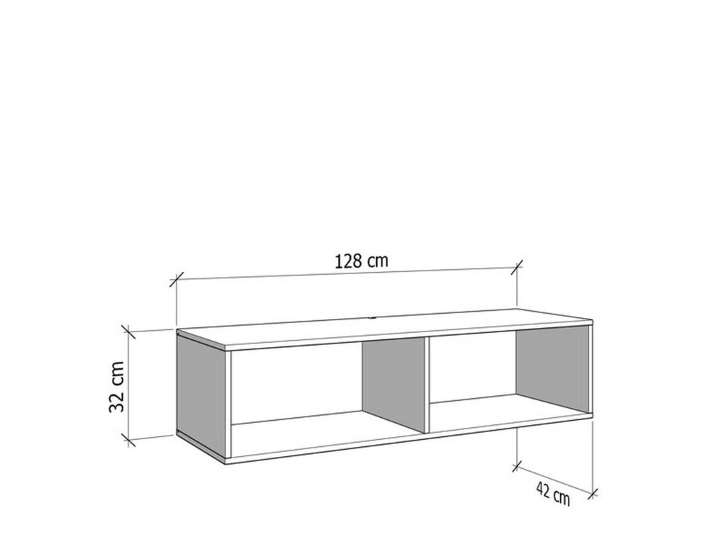 Vetto, Mobile Porta tv un Ripiano, 128x42x32h cm Bianco Crema