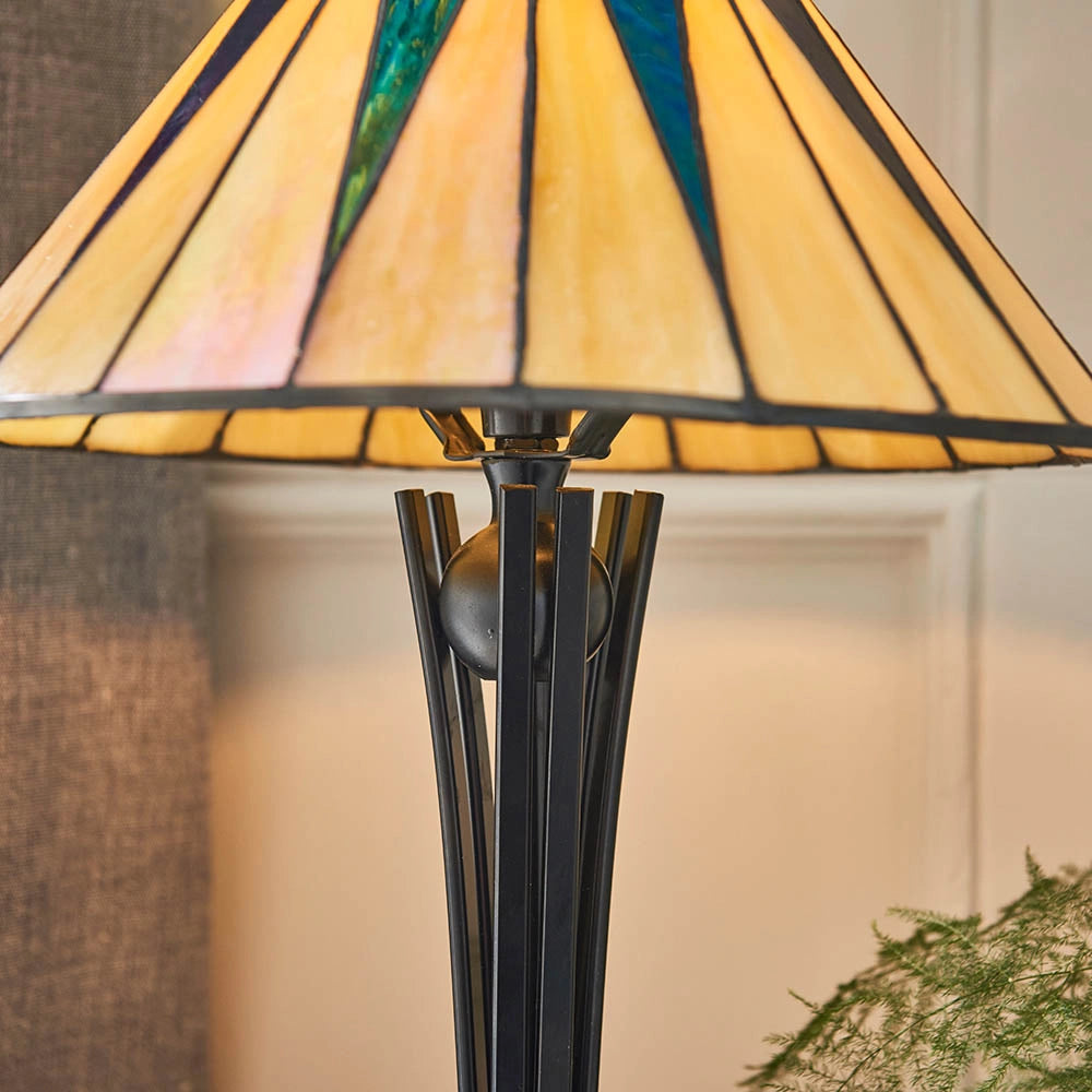 Lampada da tavolo Tiffany Dark Star vetro multicolore E14 40W