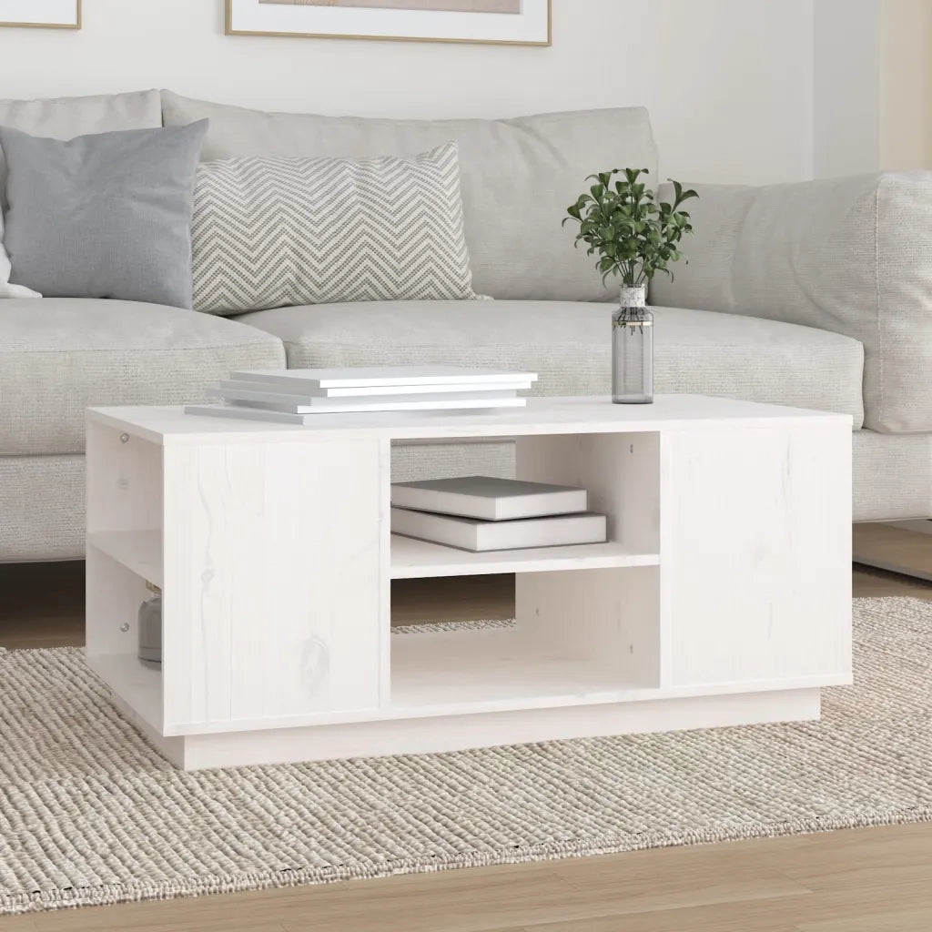 Tavolino da Salotto-Tavolino da soggiorno-Tavolo Bianco 90x49x40,5 cm Legno Massello di Pino