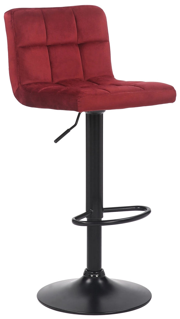 Sgabello imbottito bar Feni in velluto rosso