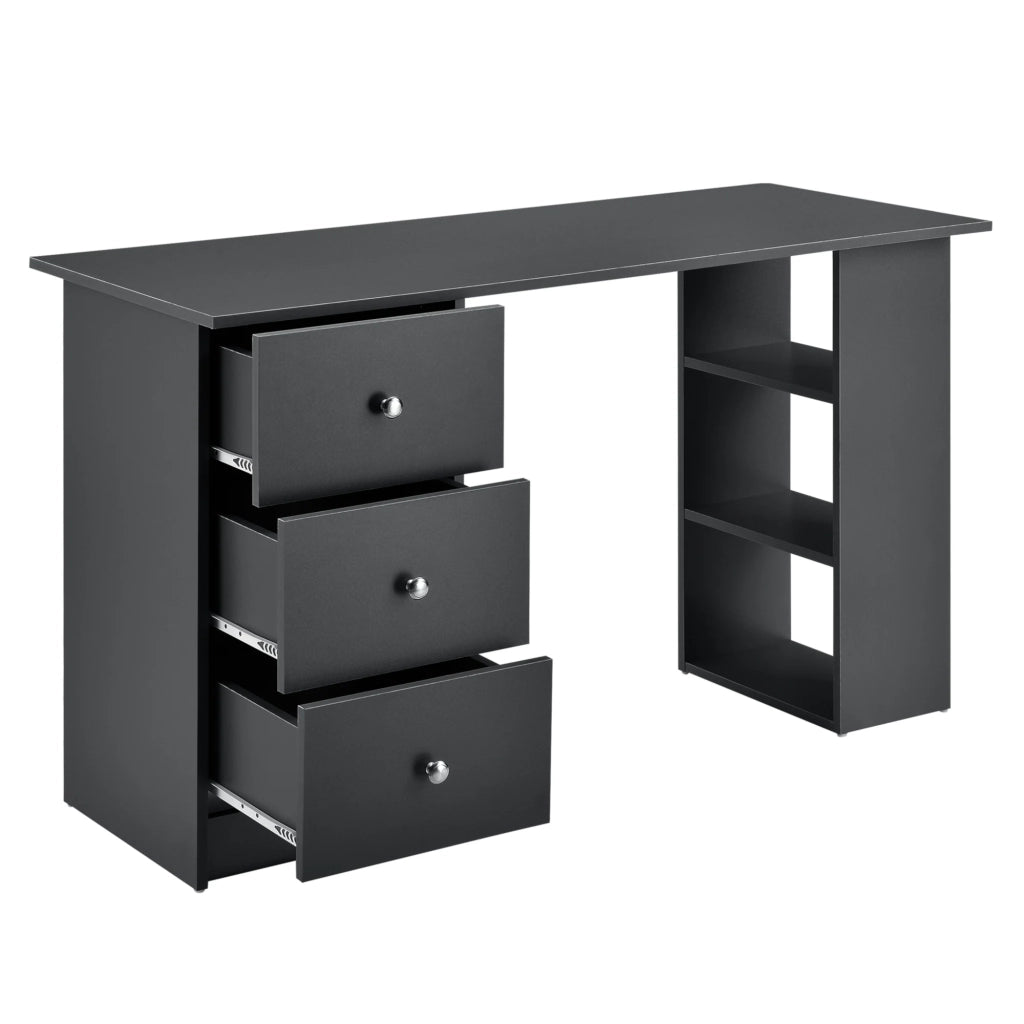 Scrivania/postazione computer con 3 cassetti 120 cm grigio scuro 03_0004711
