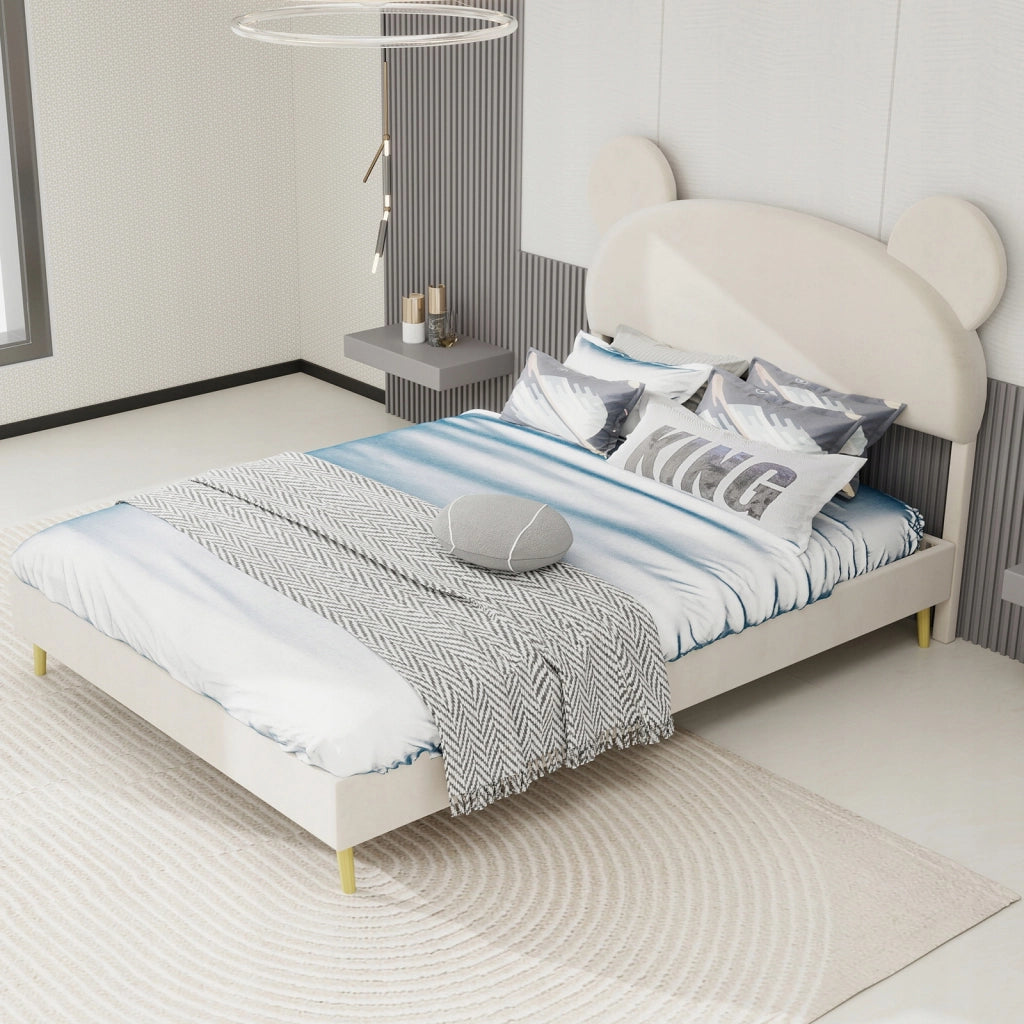 Letto imbottito 140x200 beige minimalista - Xylo