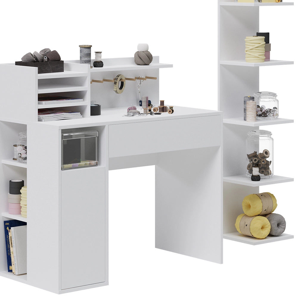 Vicco Scrivania Bianco 2 parti, con libreria