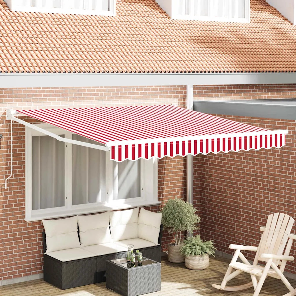 Tenda retrattile-Tenda parasole per balcone Rosso e Bianco 350 x 250 cm 898864