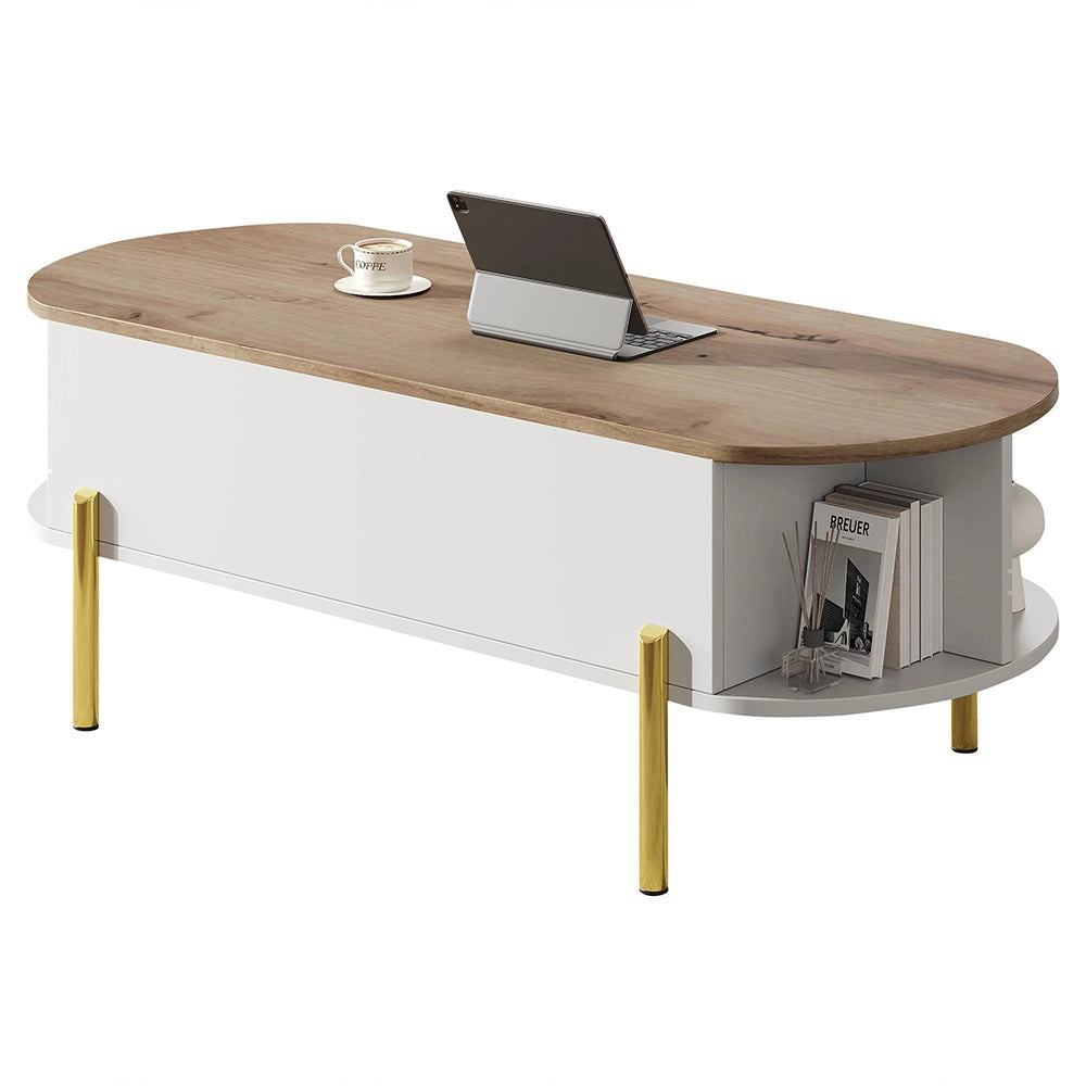 Tavolino multifunzione - Xylo - 120x50cm 7 ripiani legno/bianco