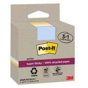 Foglietti riposizionabili post-it�super sticky carta riciclata al 100% assortiti 76x76 mm - 18 blocchetti da 70 ff - 124766