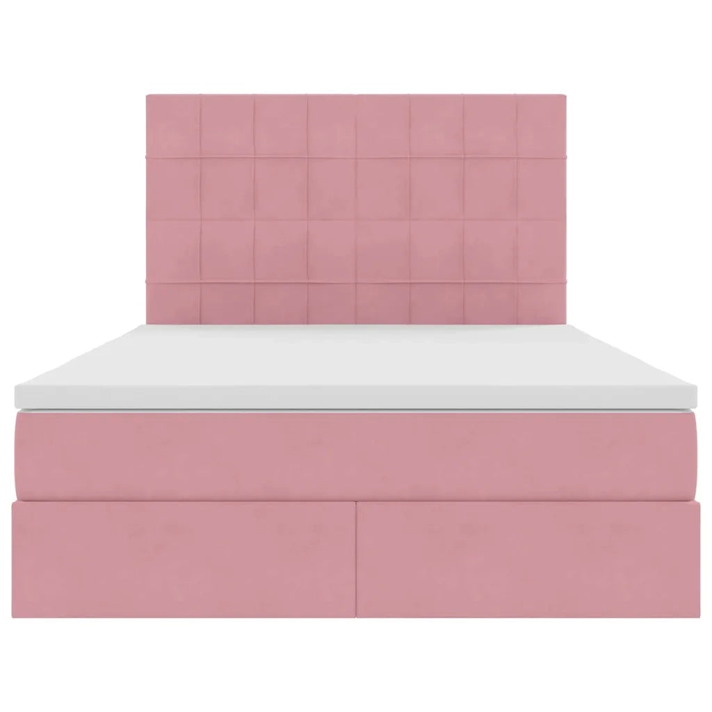 Letto con contenitore e LED con led Rosa 140 x 200 cm Velluto 3372674