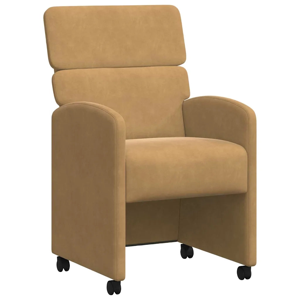 Sedie da Pranzo con Ruote 2 pcs Marrone 58 x 65 x 98 cm Velluto 42017882