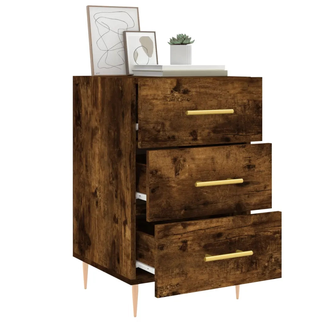 Comodino Rovere Fumo 40x40x66 cm in Legno Multistrato 827649