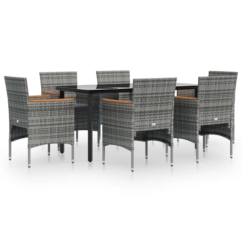 Set da Pranzo da Giardino 7 pz con Cuscini Grigio e Nero cod mxl 35866