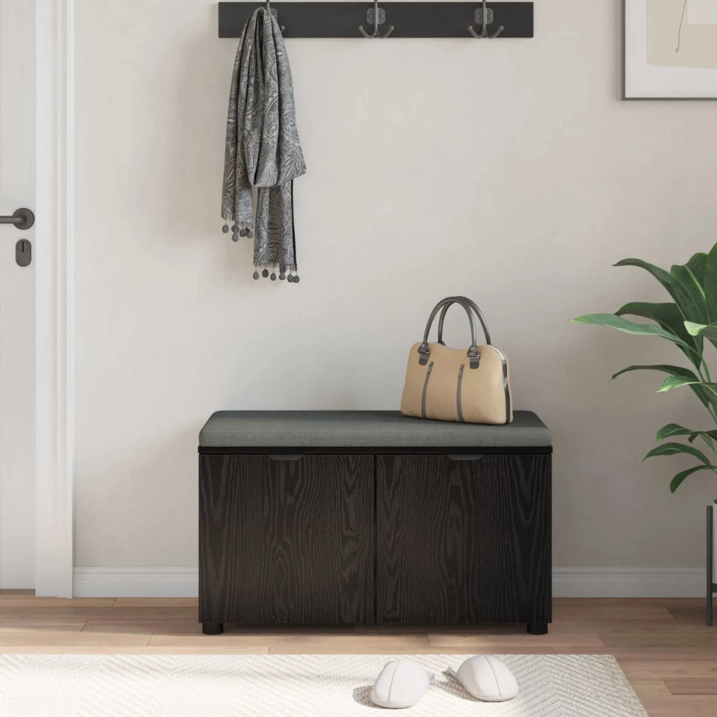 Panca per ingresso con cuscino Rovere Nero 80 x 38 x 46 cm 891481