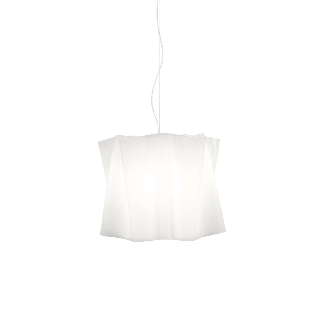 Sospensione Moderna Folio Polilux ® Bianco E Metallo Cromo 1 Luce E27 D40Cm