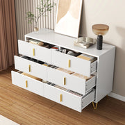 OKWISH Madia con 6 Cassetti, Piedini Rialzati da 15 cm, Design Ondulato Moderno, per Soggiorno, 120 x 40 x 77 cm