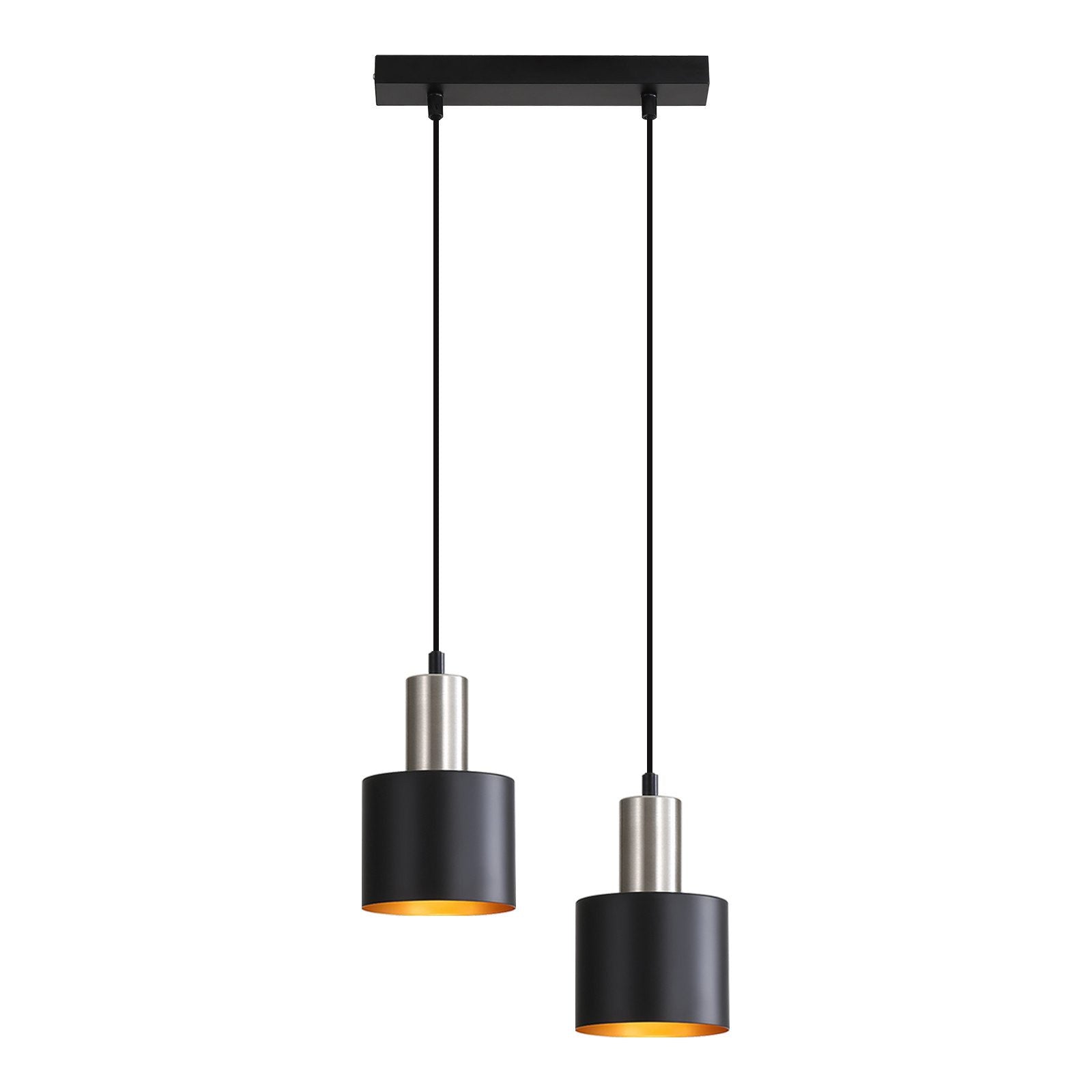 Lampada a sospensione ZMH da tavolo da pranzo E27 lampada a sospensione vintage 2 lampadine oro nero