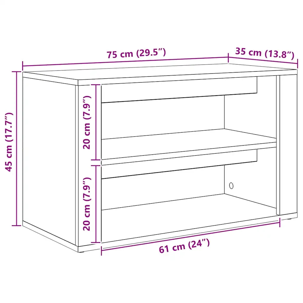 Scarpiera-Scaffale per scarpe Legno vecchio 75 x 35 x 45 cm Legno multistrato