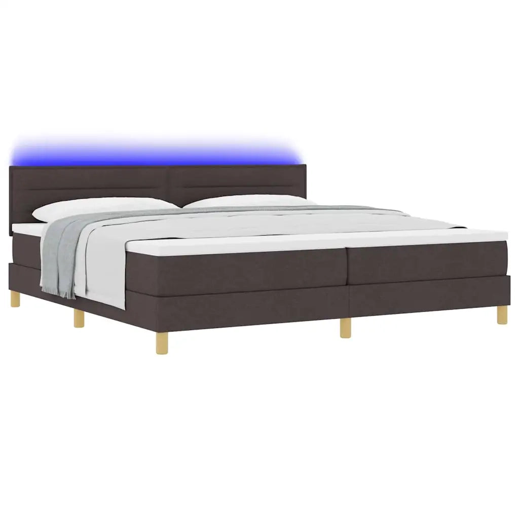 Letto a Sorgente LED Marrone Scuro 200 x 200 cm Tessuto 3342390